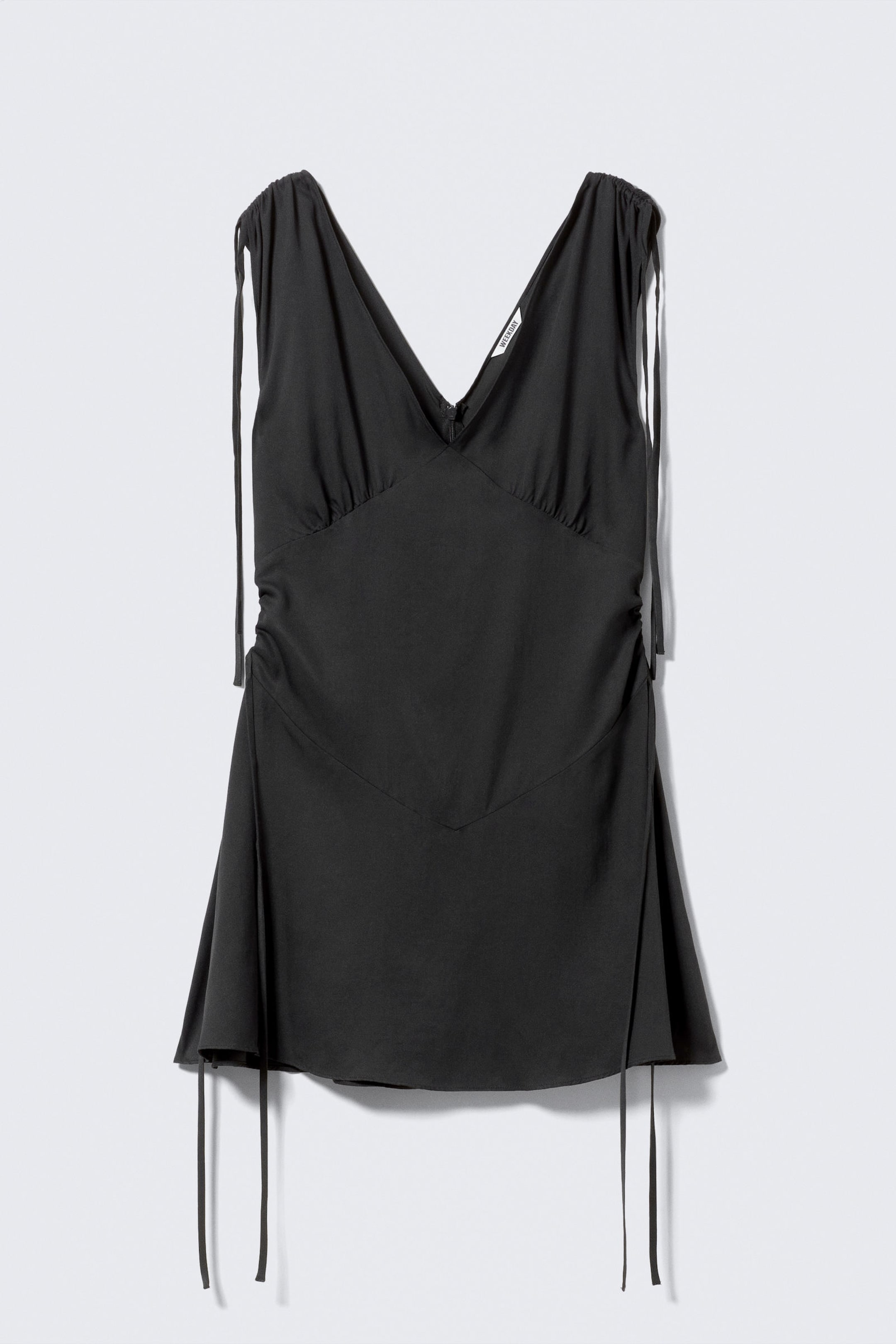 Dark Grey - V-neck Sleeveless Strap Mini Dress - 4