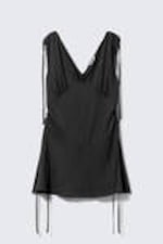 Dark Grey - V-neck Sleeveless Strap Mini Dress - 4