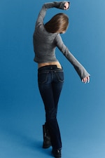 Storm Blue – mørkeblå - Luna smal jeans med lavt liv og bootcut - 7
