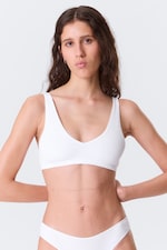 White - Plunge Rib Soft Bra - 1