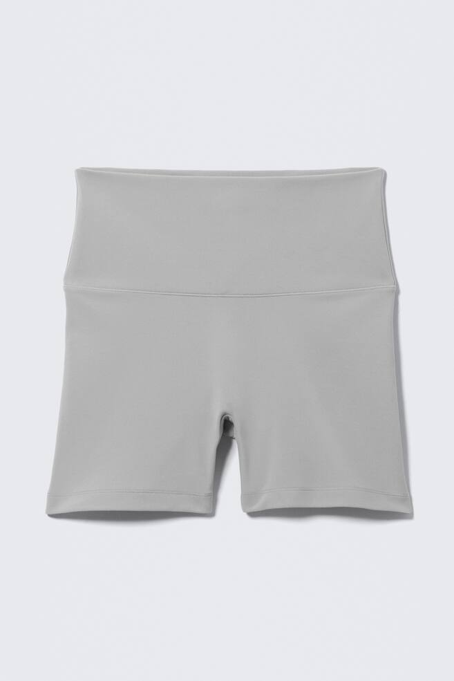 Sportieve fietsshort met hoge taille - Lichtgrijs/Donkerblauw/Zwart - 1