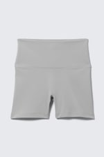 Light Grey - High Waisted Sports Biker Shorts - 3