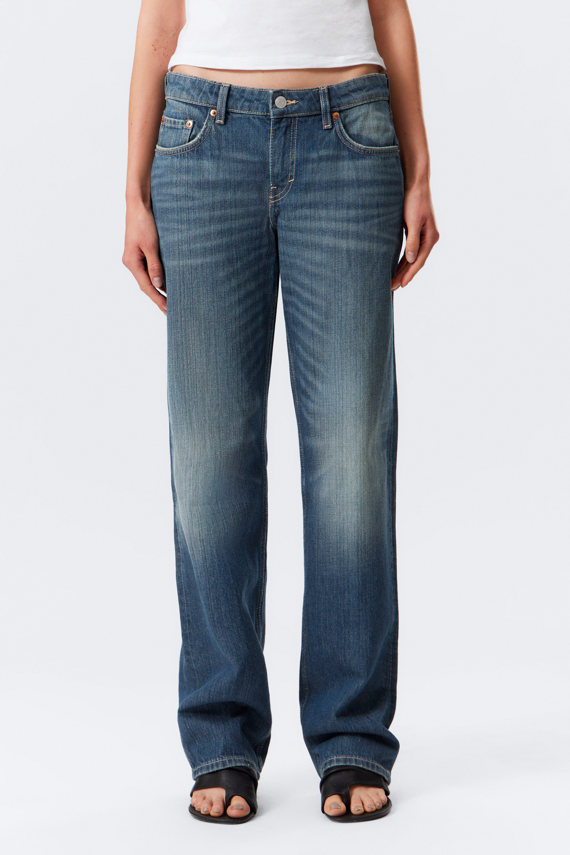 Mine Blue - Mittelblau - Arrow Low Waist Regular Straight Leg Jeans - 2