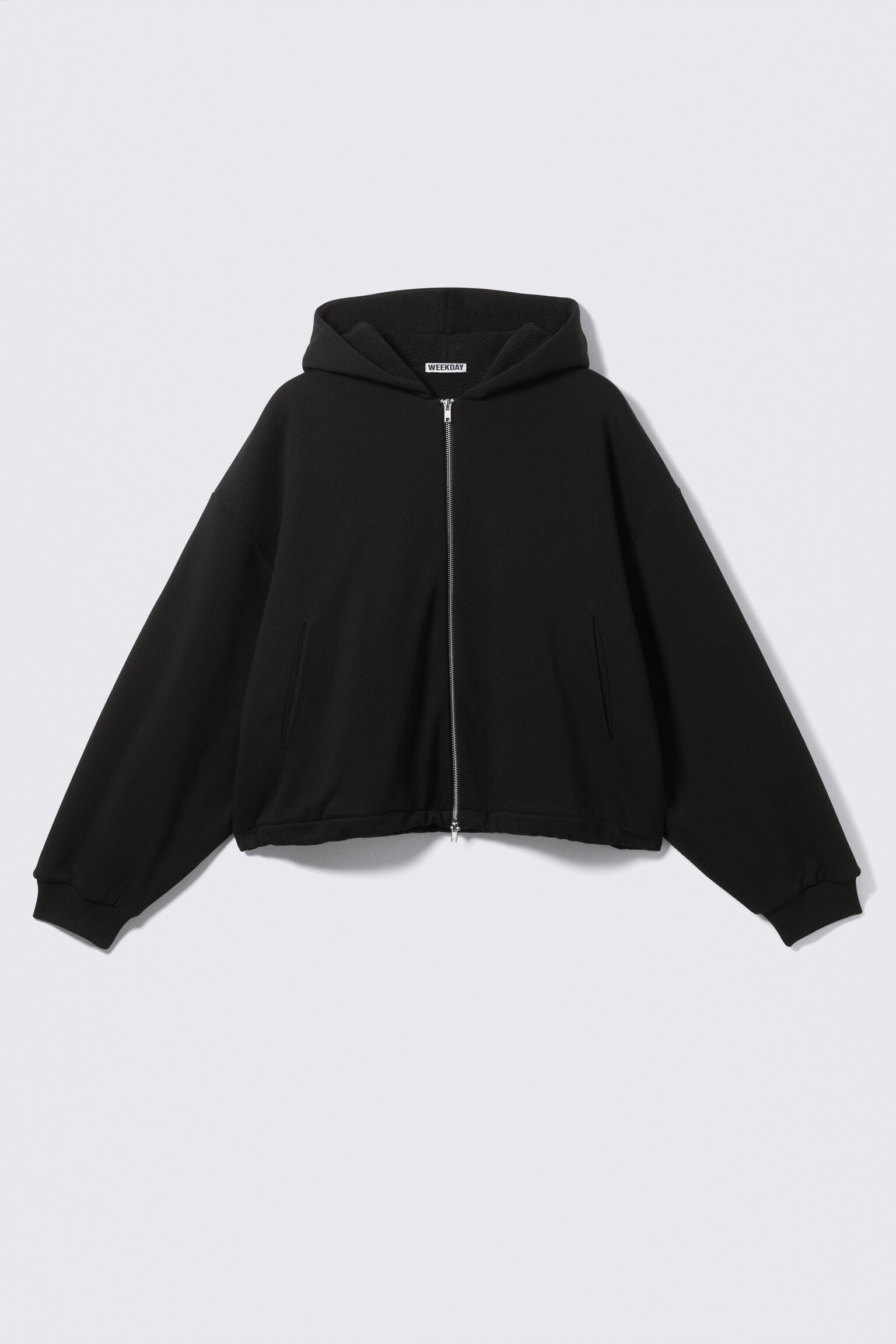 Oversized fleece hoodie met rits - Zwart/Grijs gemêleerd - 2