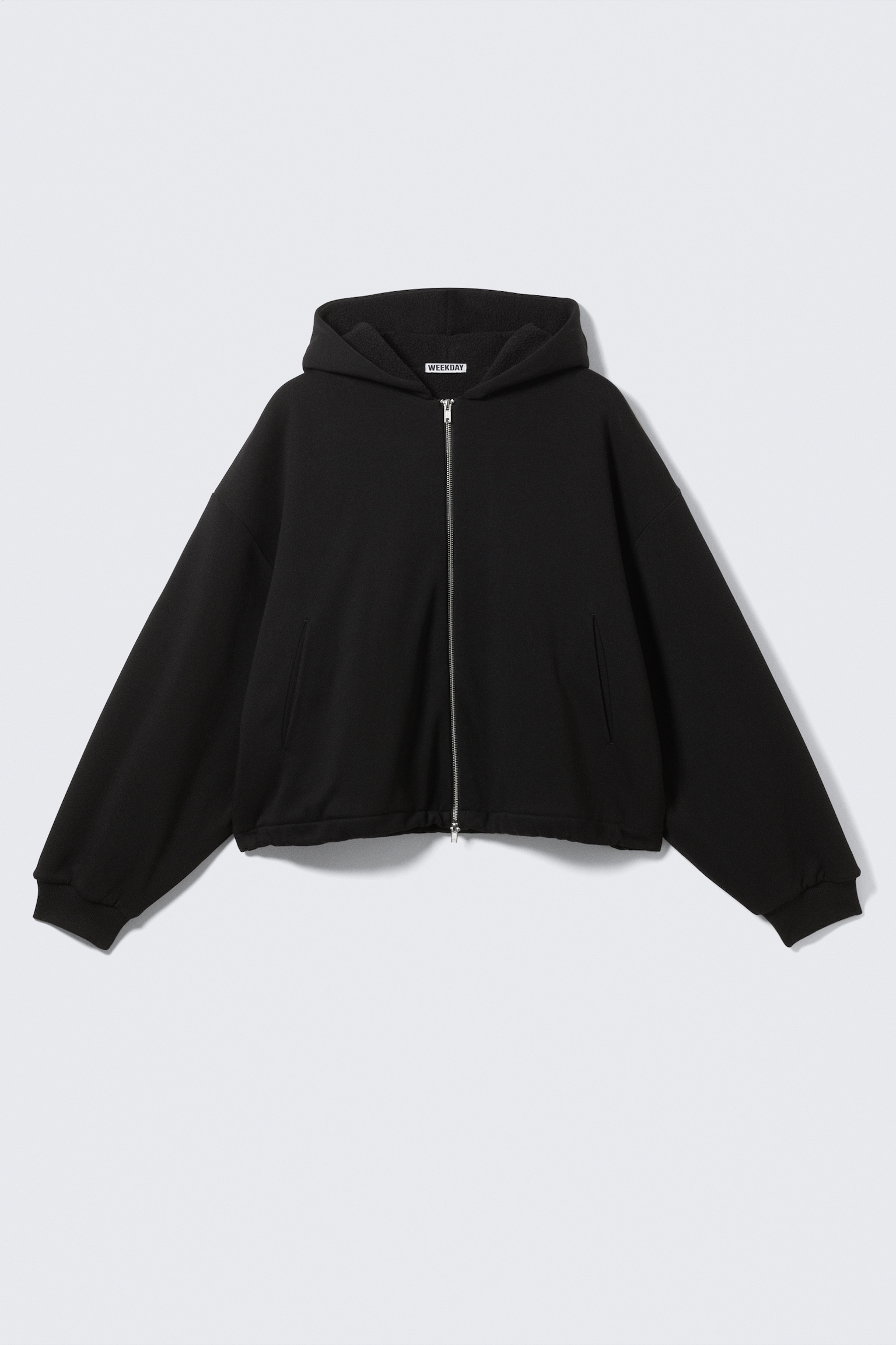 Oversized Fleece Zip Hoodie - Black/Grey Melange - 2
