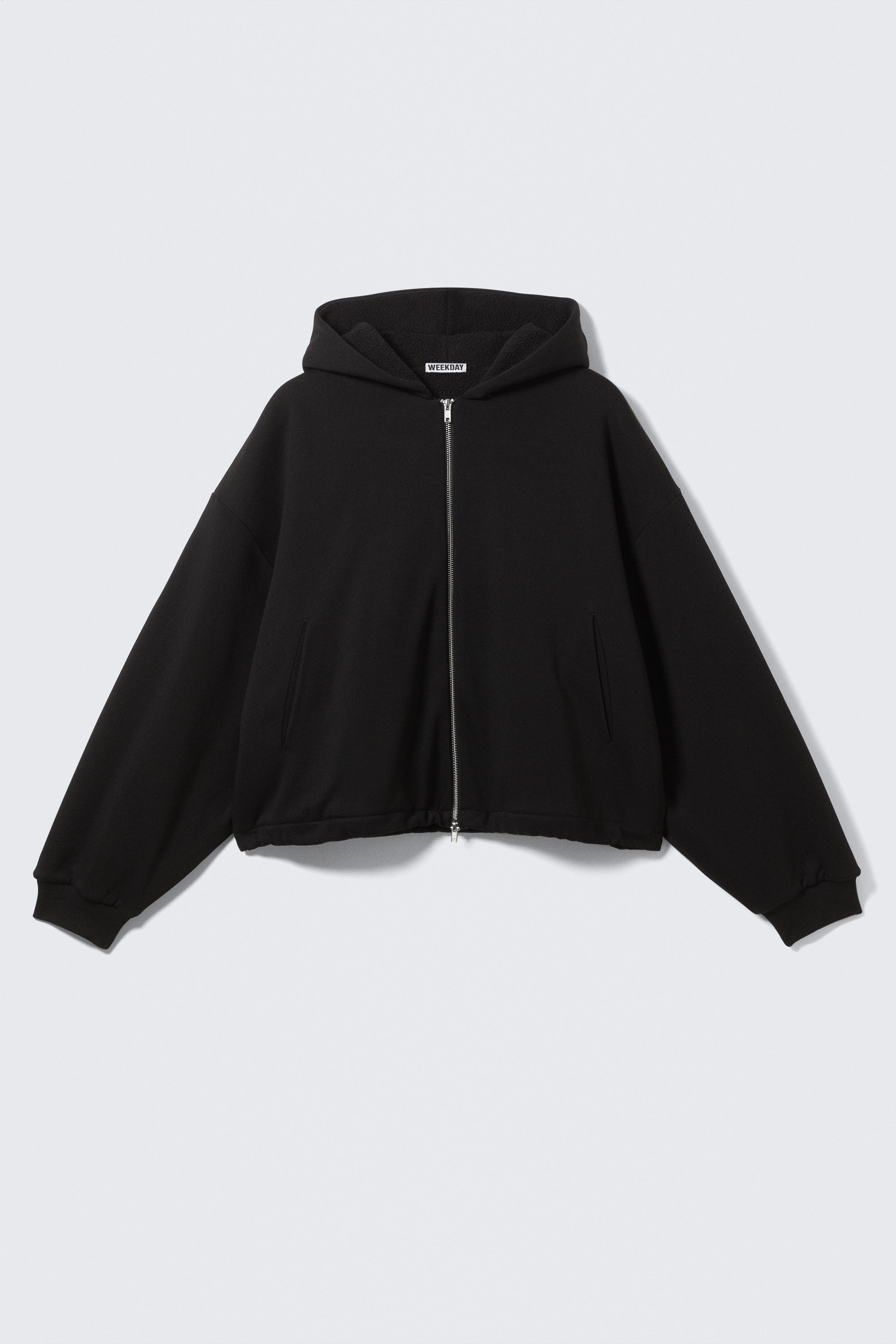 Black - Oversized Fleece Zip Hoodie - 1