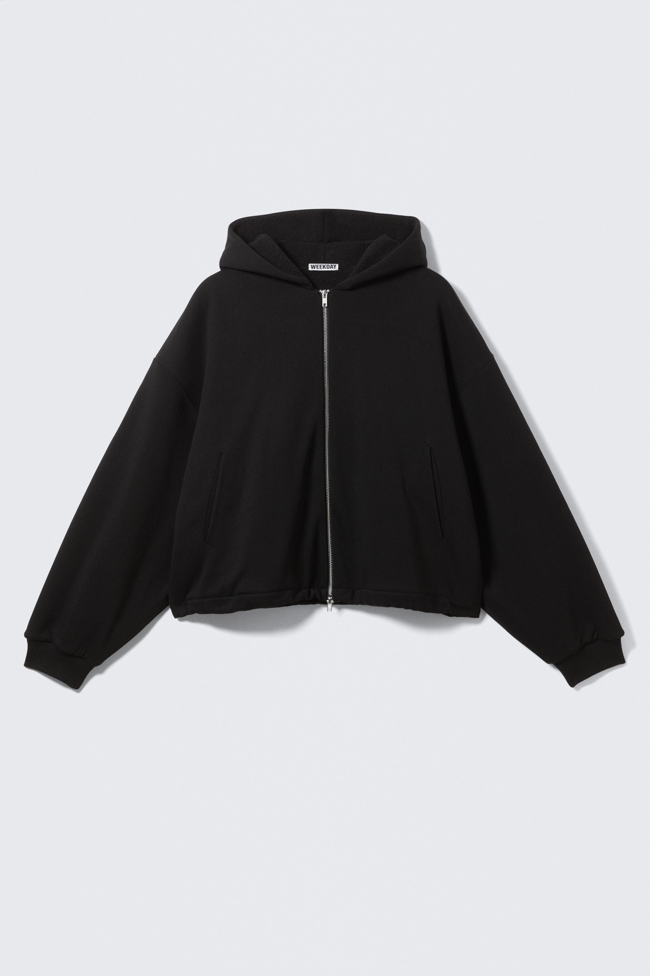 Black - Oversized Fleece Zip Hoodie - 4