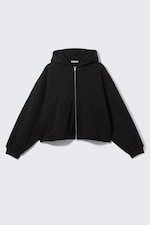 Black - Oversized Fleece Zip Hoodie - 4