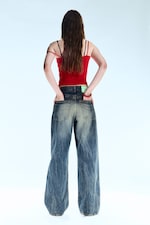 Blue Ray - Dark Blue - Looser Regular Waist Loose Straight Jeans - 5