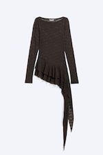 Dark Brown - Asymmetric lace long-sleeve - 3