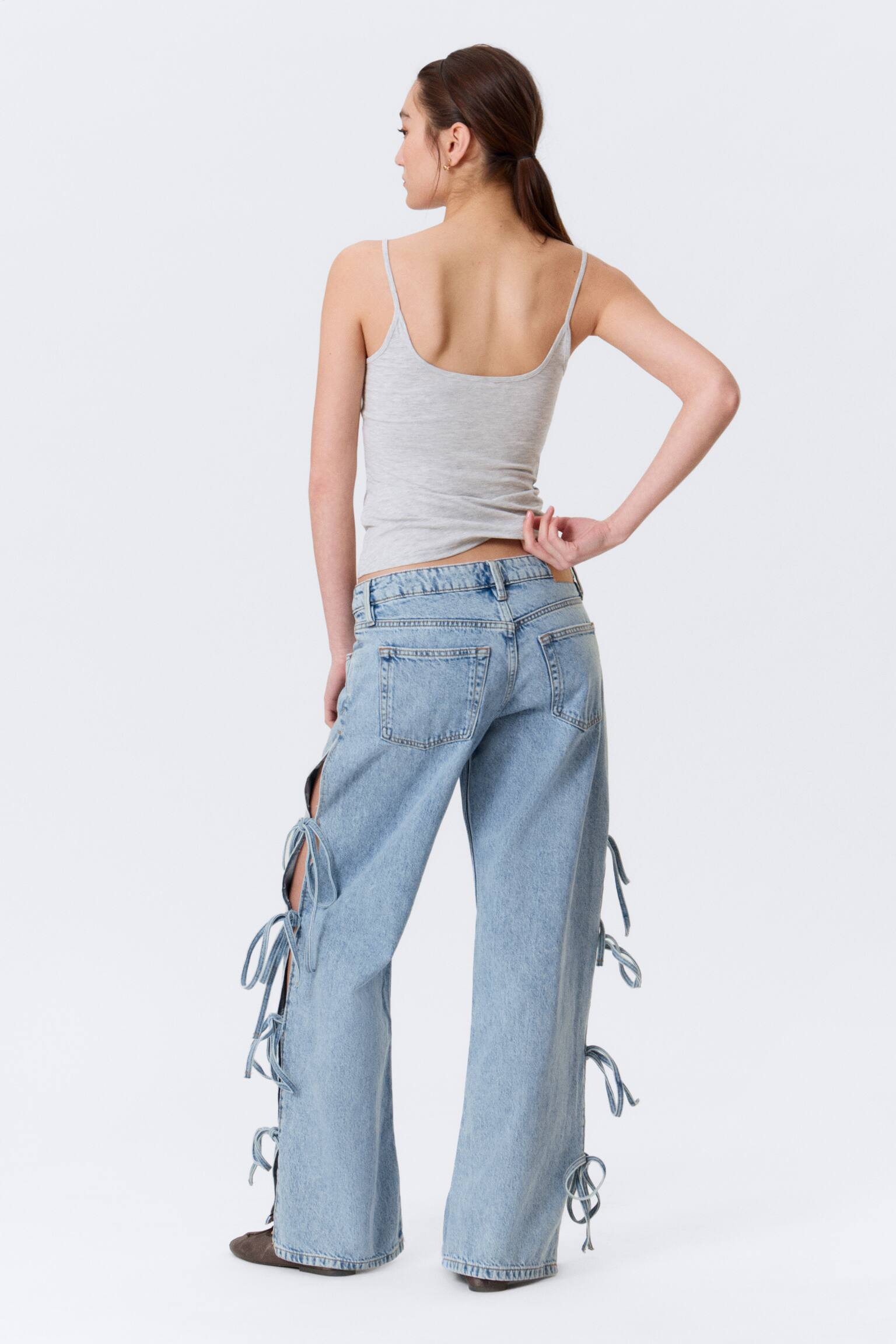 Dżinsy Imoo Low Rise Loose Wide Leg Bow - Mid Blue - Medium Blue - 6