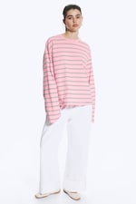 Gestreift rosa/weiß/braun - Longsleeve-Shirt aus Baumwolle - 0