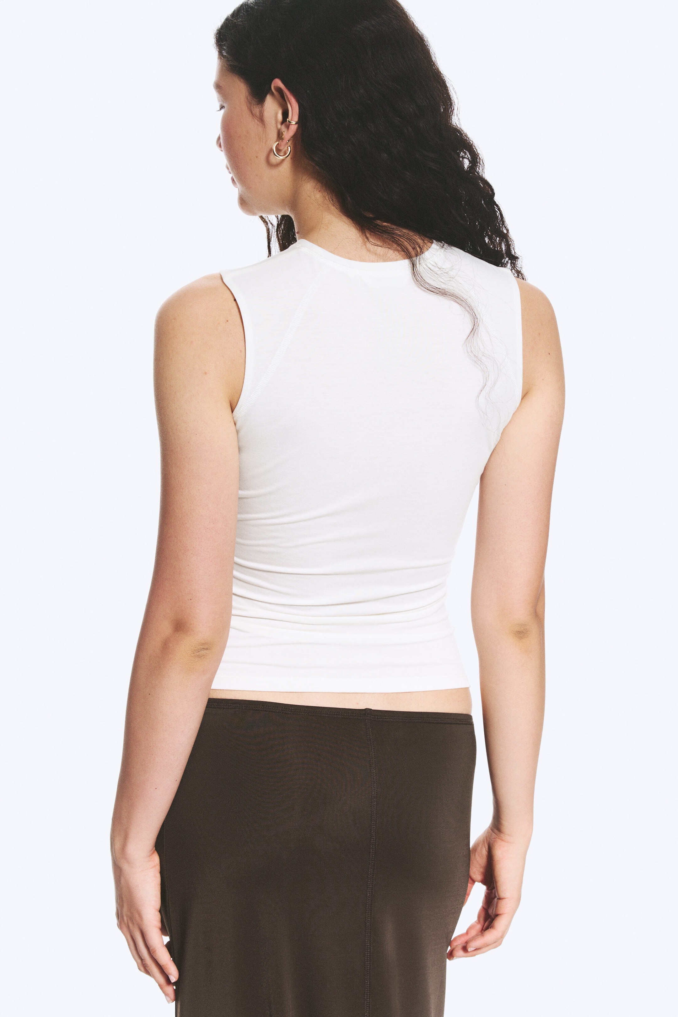 Blanc - Top froncé en jersey - 3