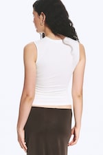 Blanc - Top froncé en jersey - 3