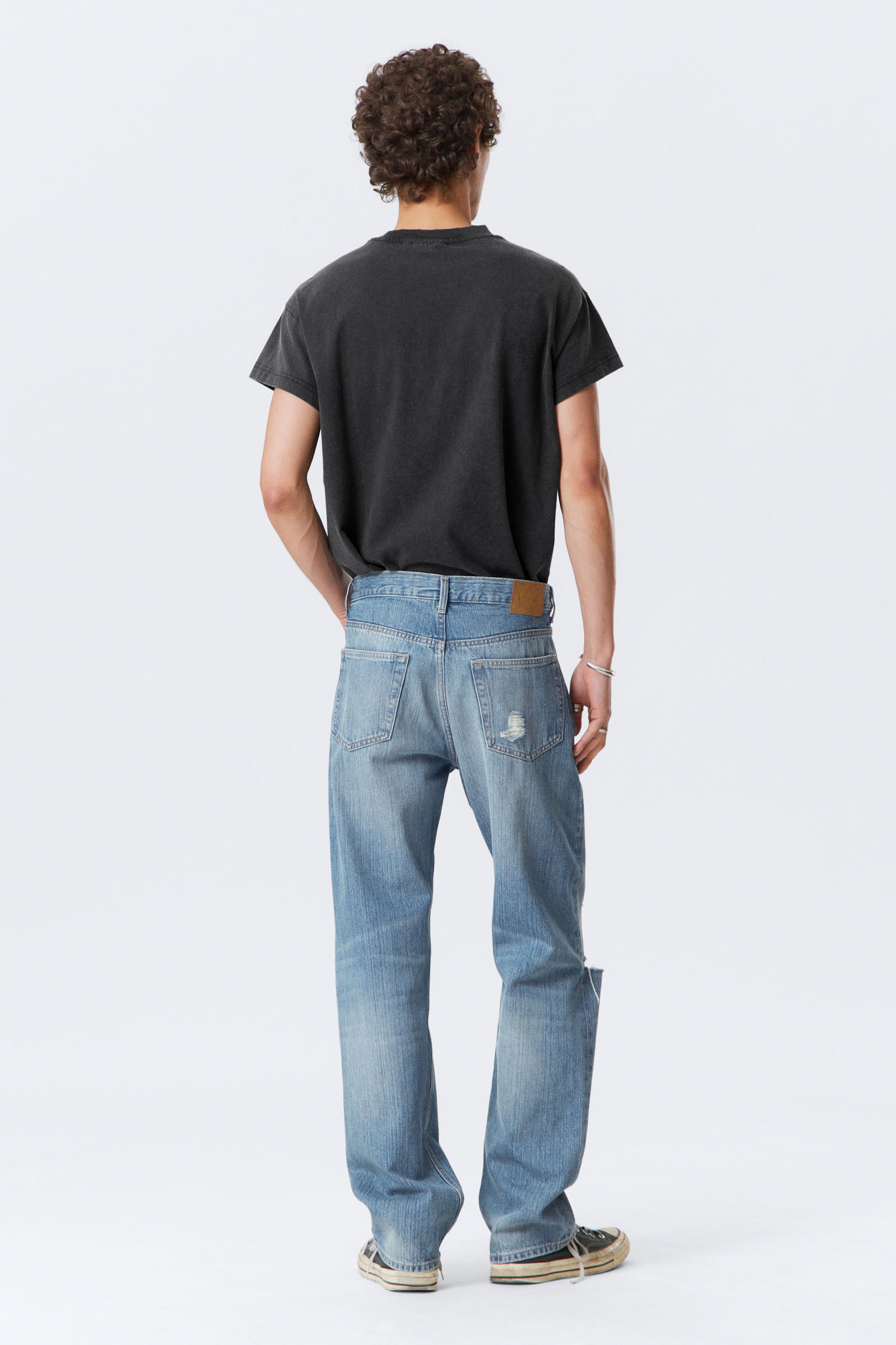 Distressed Blue - Space Relaxed Straight Leg Distressed Jeans - 4