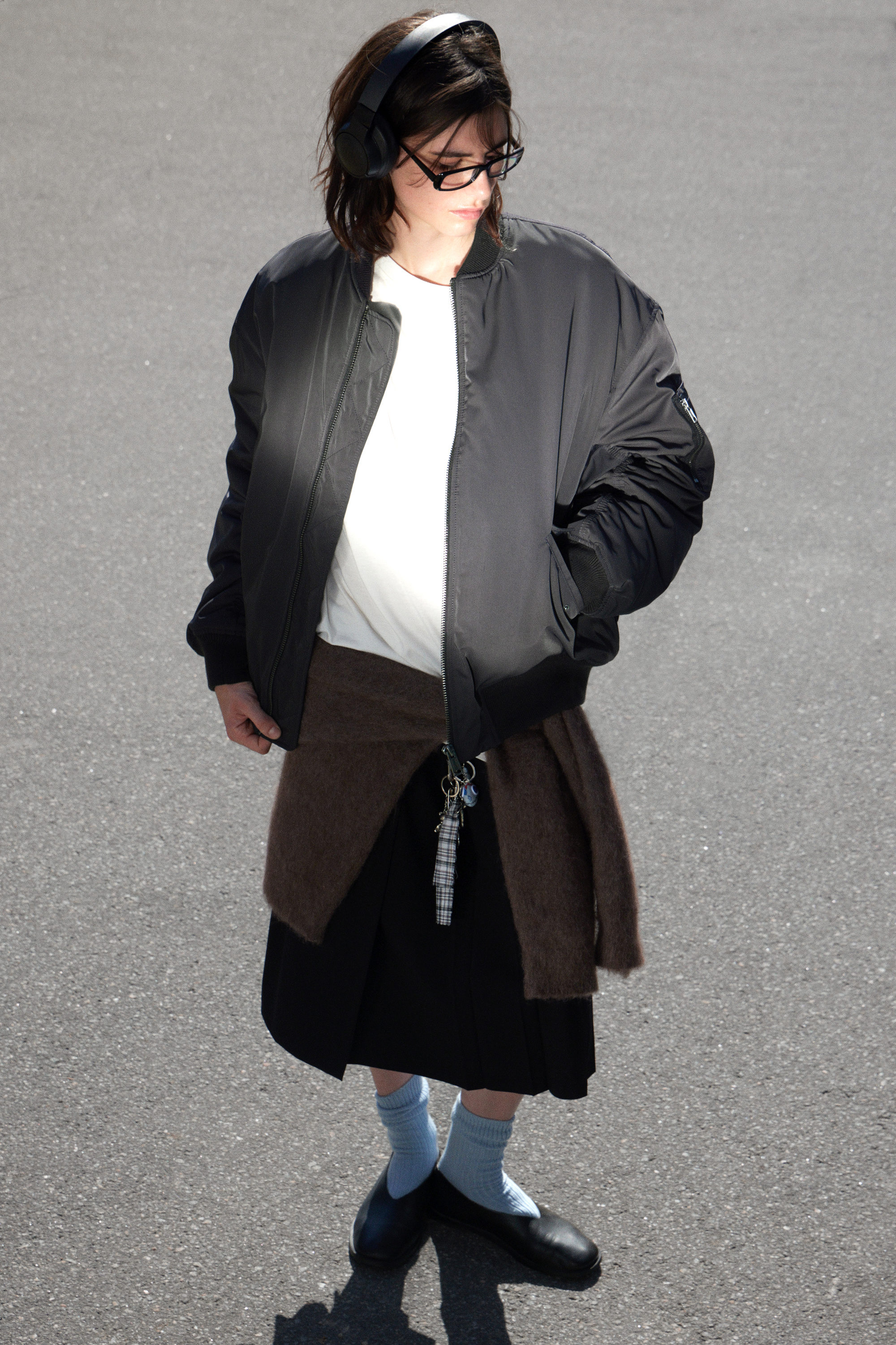 Dunkelgrau - Oversized Bomberjacke aus Twill - 1
