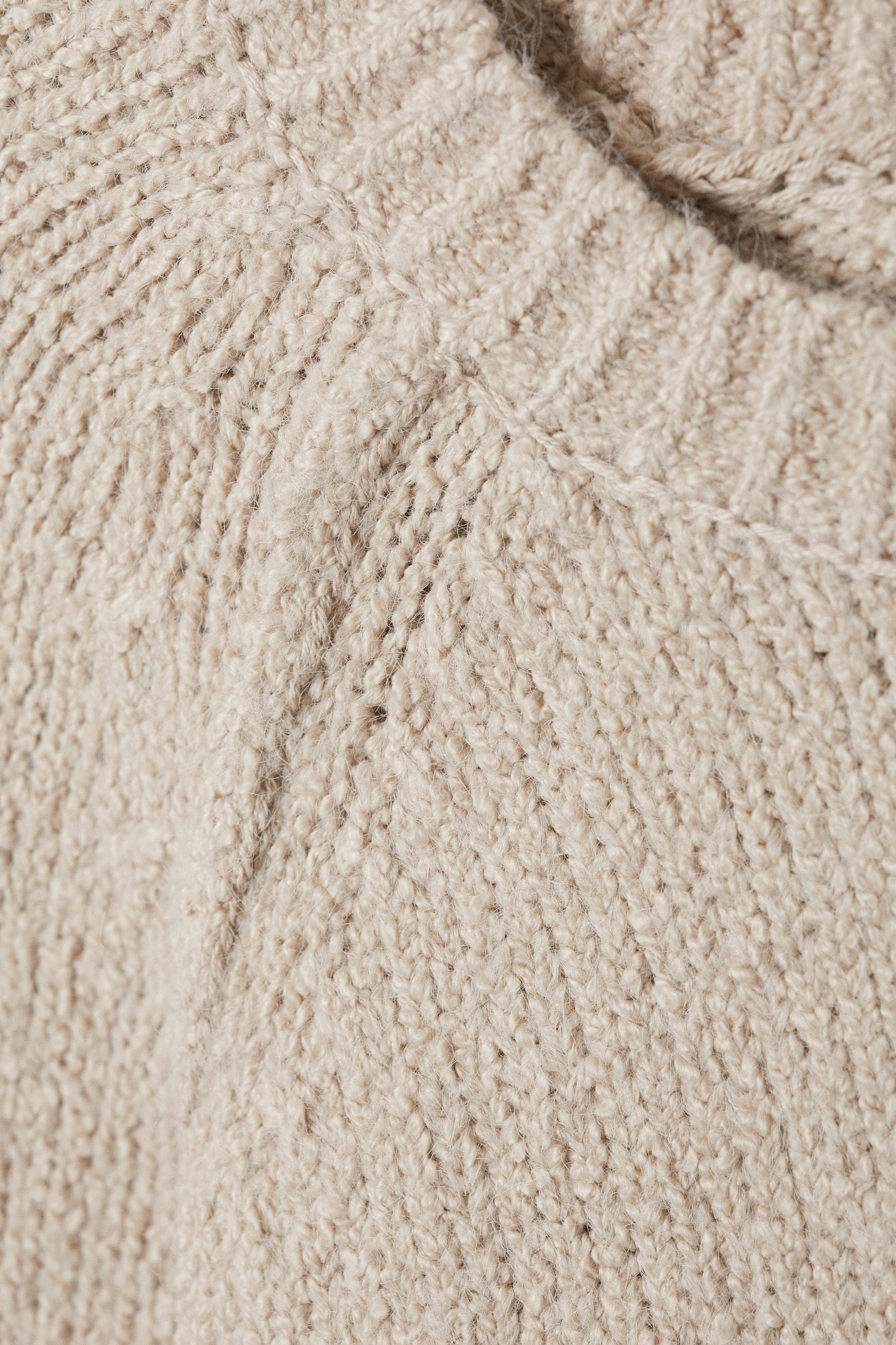 Beige - Locker gestrickter Raglanpullover - 4