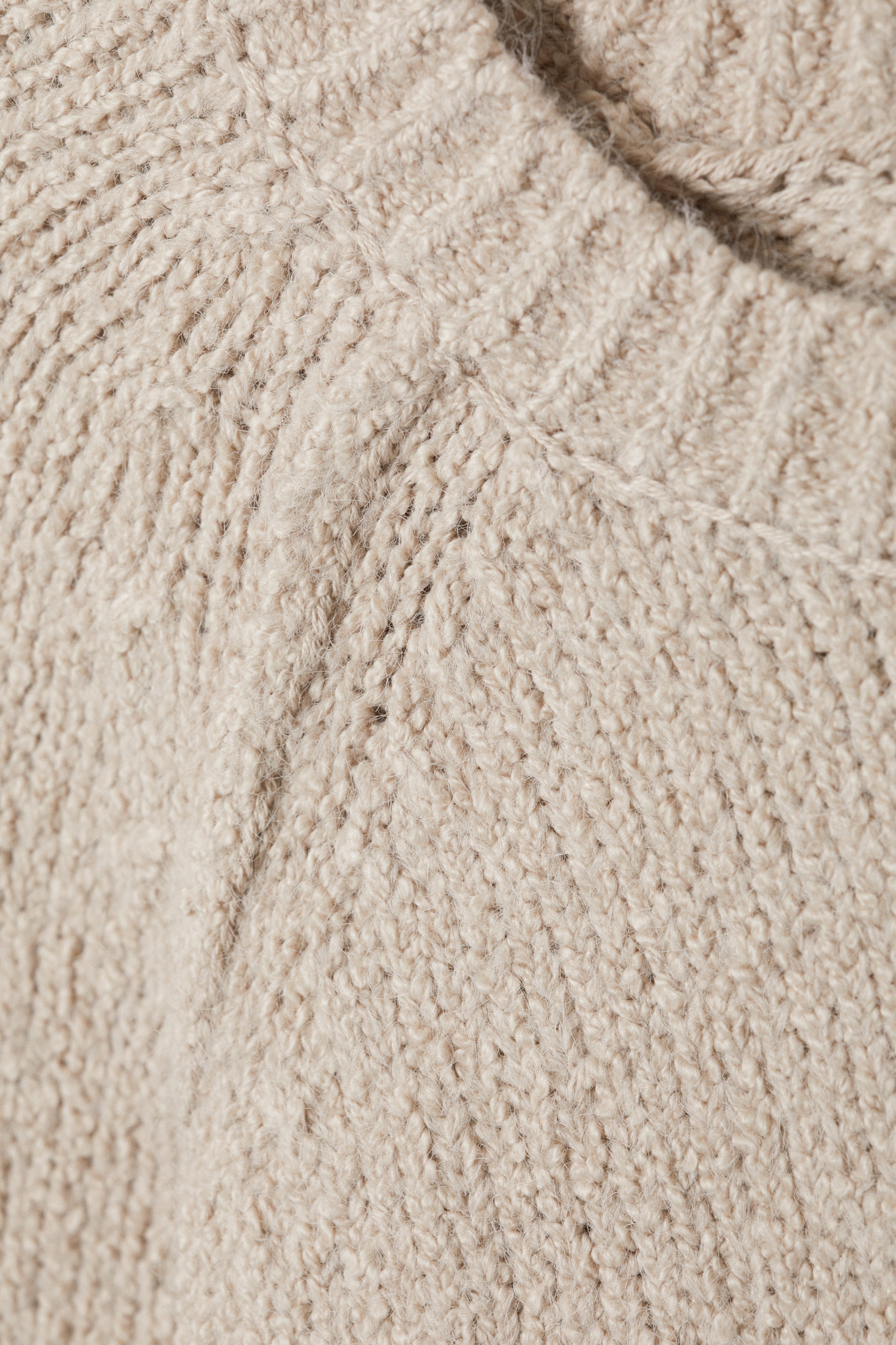 Beige - Losse gebreide raglantrui - 2