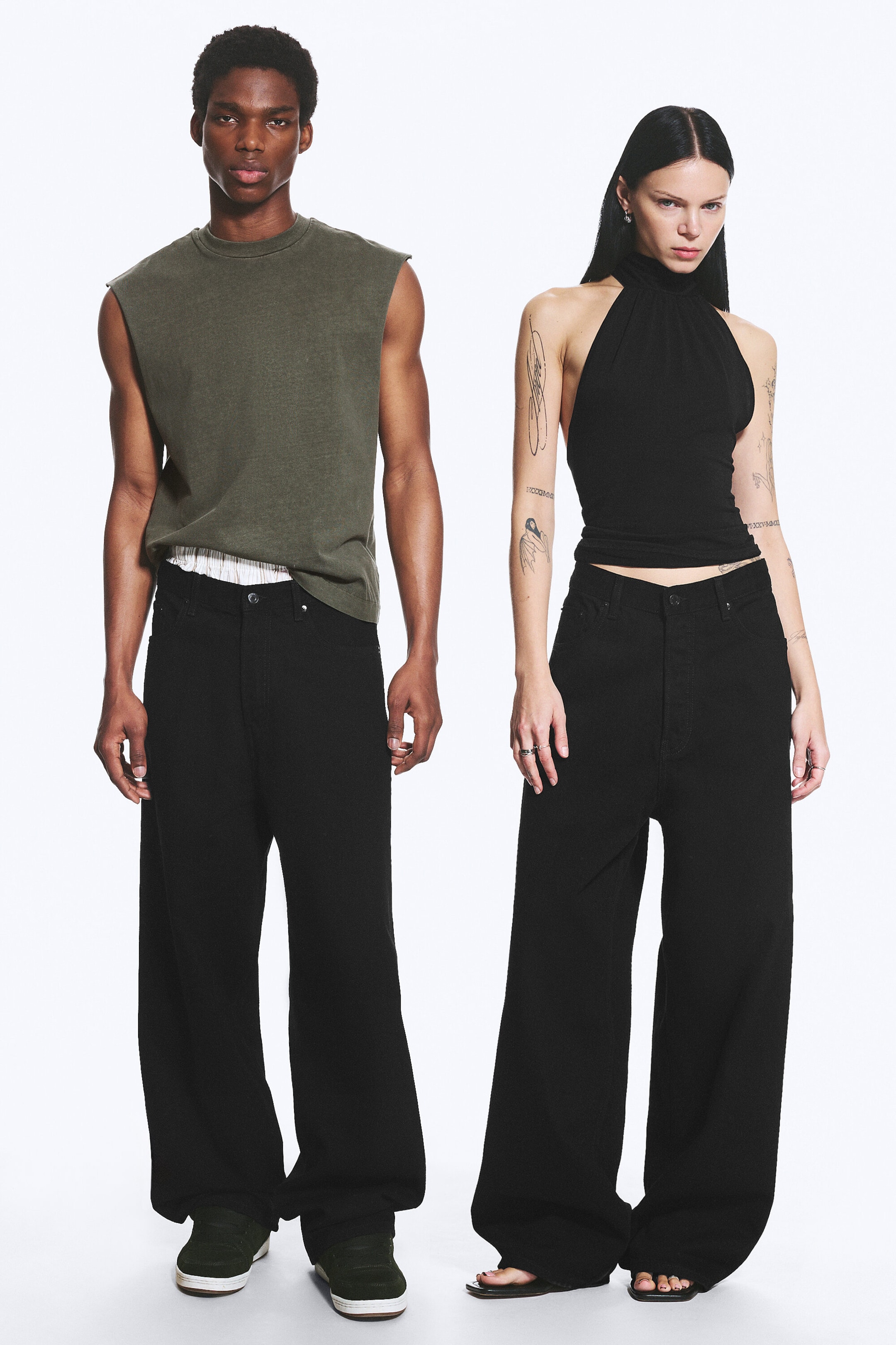 Black Rinse - Black - Astro Mid Rise Loose Baggy Unisex Jeans - 1