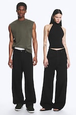 Black Rinse - Black - Astro Mid Rise Loose Baggy Unisex Jeans - 0