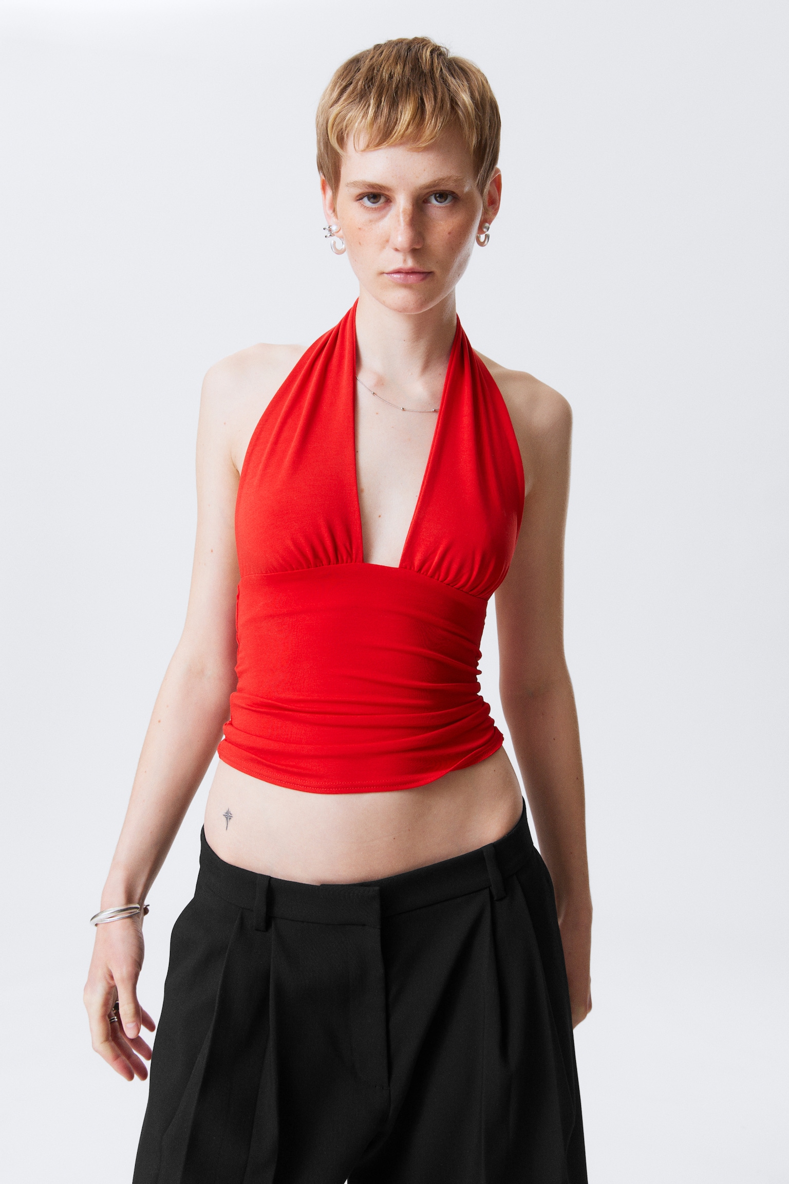 Deep Halterneck Top - Red/Dark Blue/Black/Dark Mole & White Stripes/White/Dusty Grey - 1