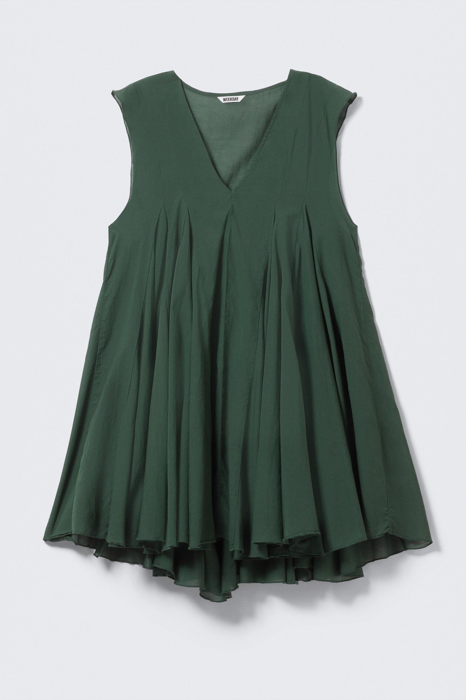 Flowy V-Neck Mini Dress - Sötétzöld/White/Black