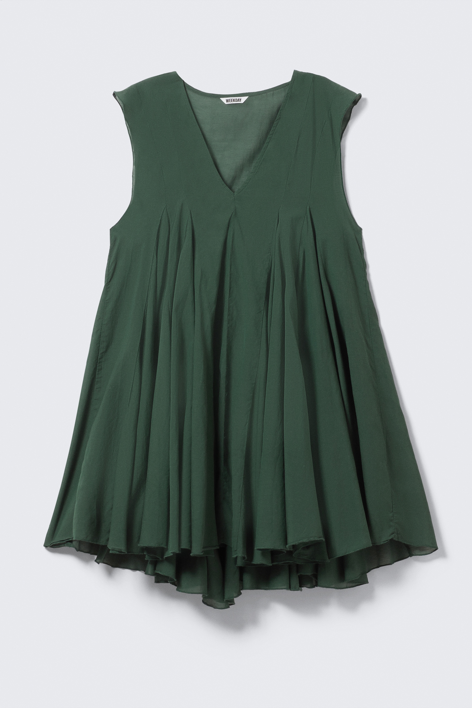 Flowy V-Neck Mini Dress - Dark Green/Black/White