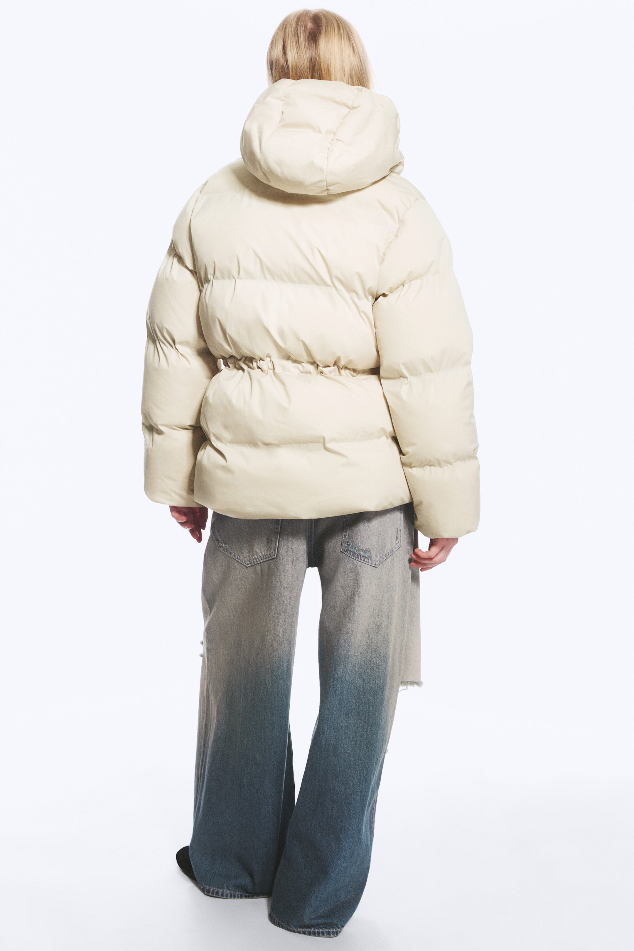 Light Beige - Waisted puffer jacket - 6