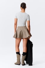 Beige - Flared Mini Tutu Skirt - 3