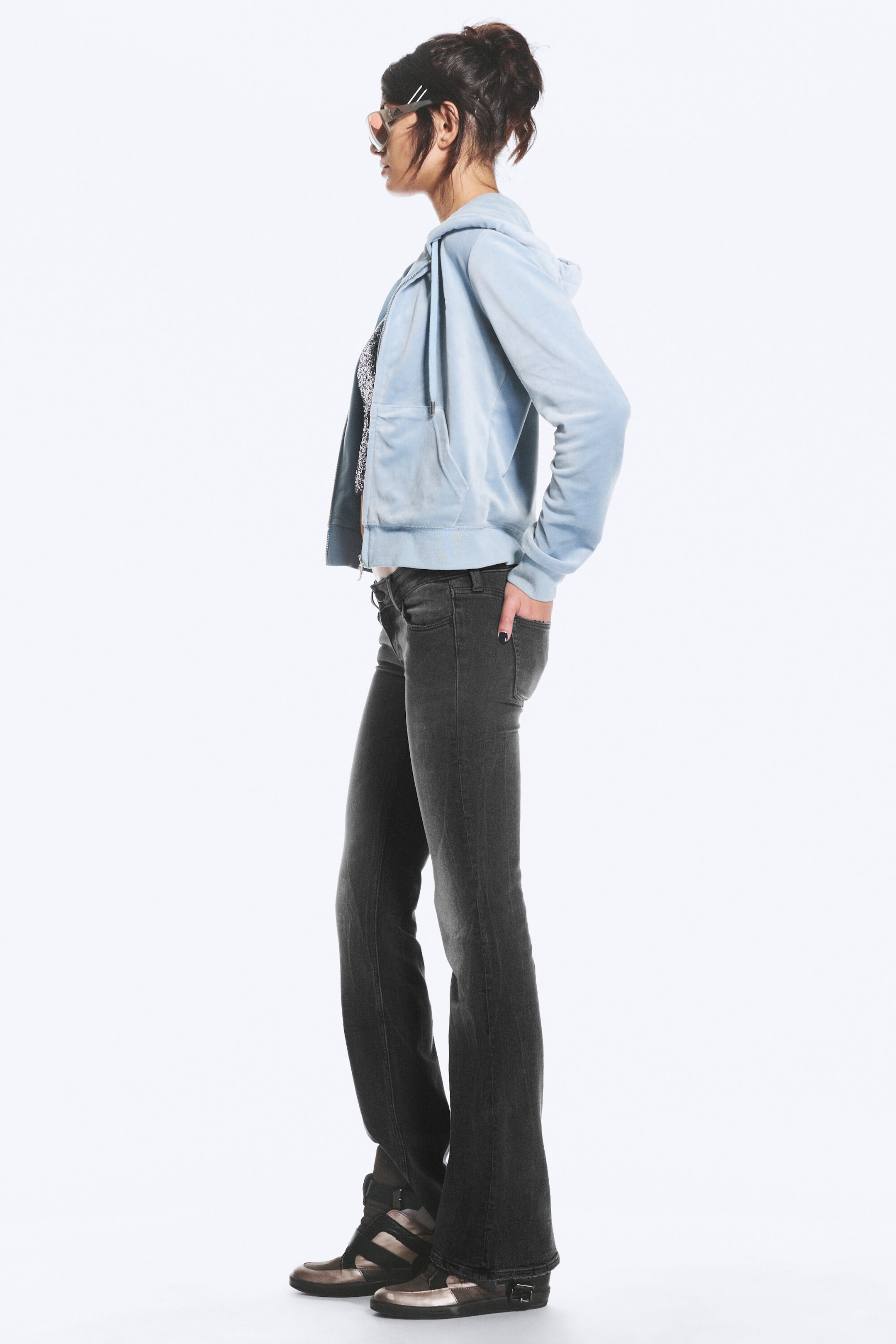 Marion Black Skull - Black - BOOTY BEI LOW RISE SKINNY BOOTCUT JEANS - 2