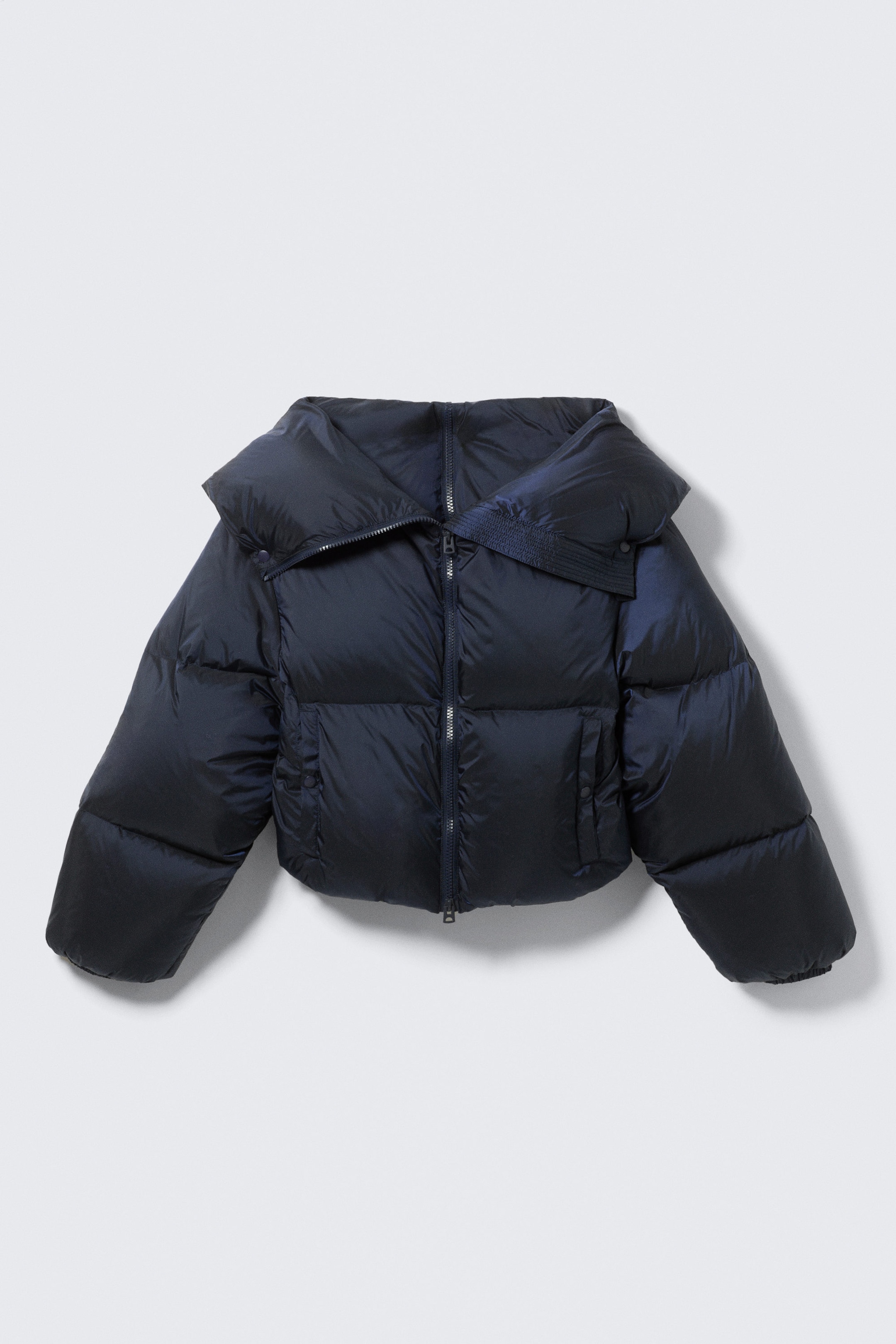 Bleu marine foncé - Doudoune courte à col montant - 4