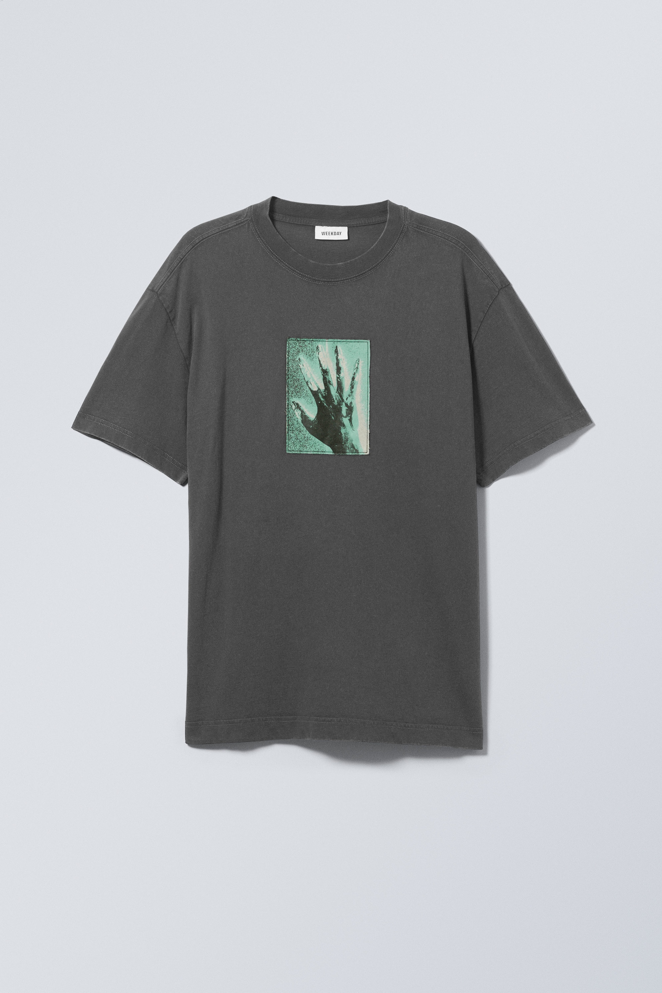 Blue Hand Print - Oversized Graphic Printed T-shirt - 0