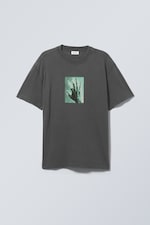 Blue Hand Print - Oversized Graphic Printed T-shirt - 0