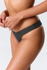 Dark Grey - V-Shaped Ribbed Bikini Thong - 1