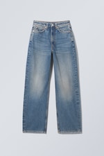 Iron Blue - Medium Blue - Halo Curve High Waisted Regular Wide Jeans - 0