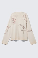 Ljusbeige - Street Print - Boxig tryckt långärmad topp - 5