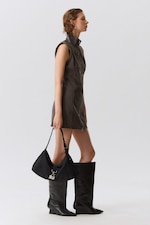 Dark Grey - Slim Curvy Zip Mini Dress - 2