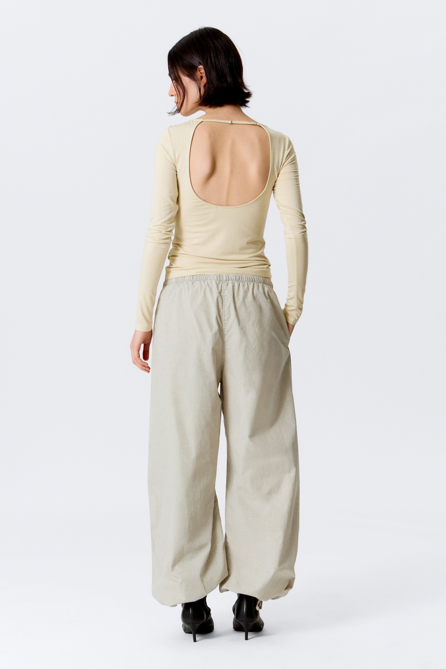 Ripstop-Hose zum Reinschlüpfen mit niedrigem Bund - Helles, staubiges Graubraun/Dunkelgrau - 4