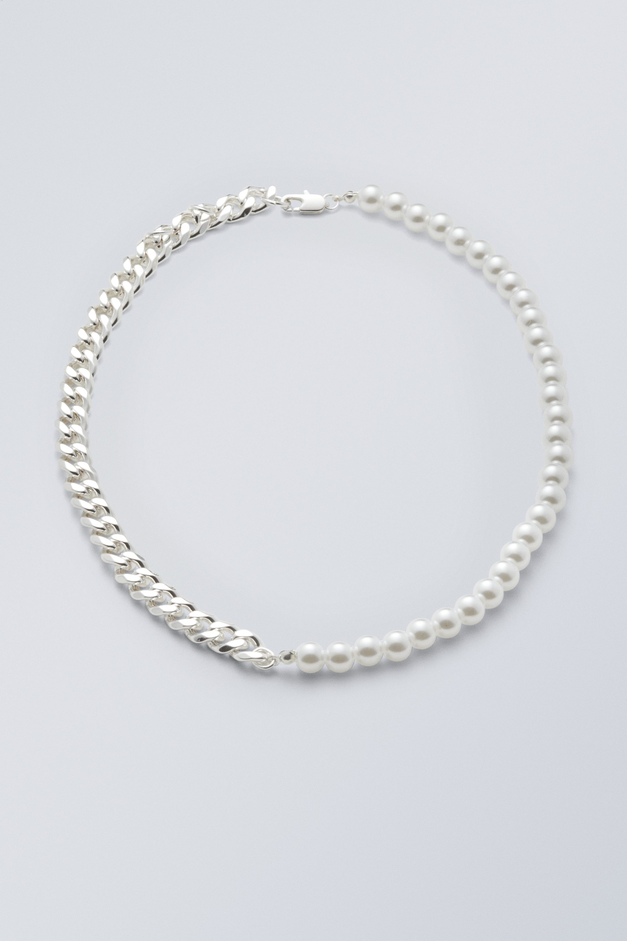 Silver - Mila Pearl Chain Necklace - 0
