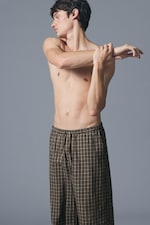 Checked Dark Brown - Relaxed Flannel Pyjama Trousers - 1