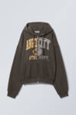 Dark Grey - Angel City - Boxy Graphic Zip Hoodie - 0
