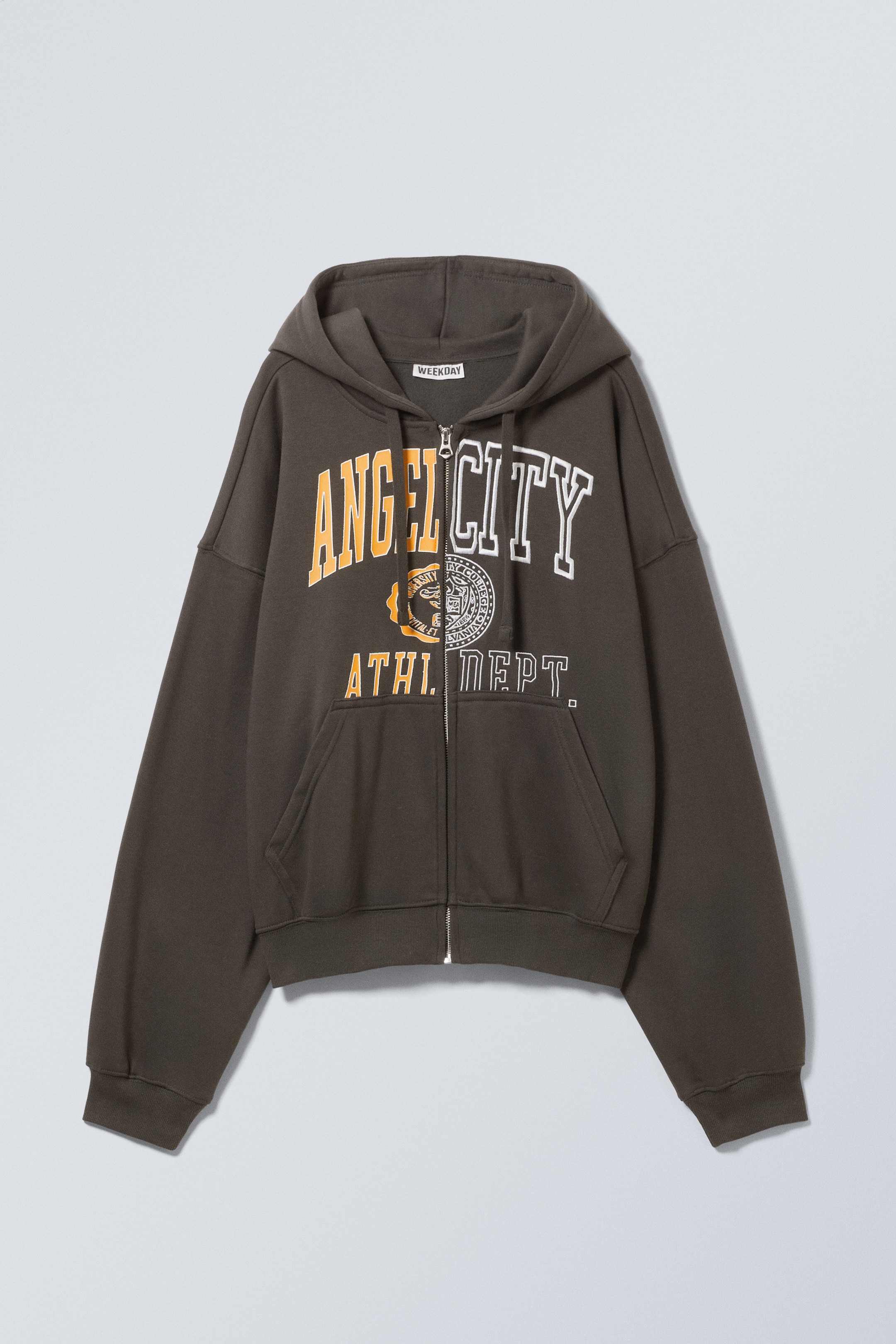 Dark Grey - Angel City - Boxy Graphic Zip Hoodie - 0