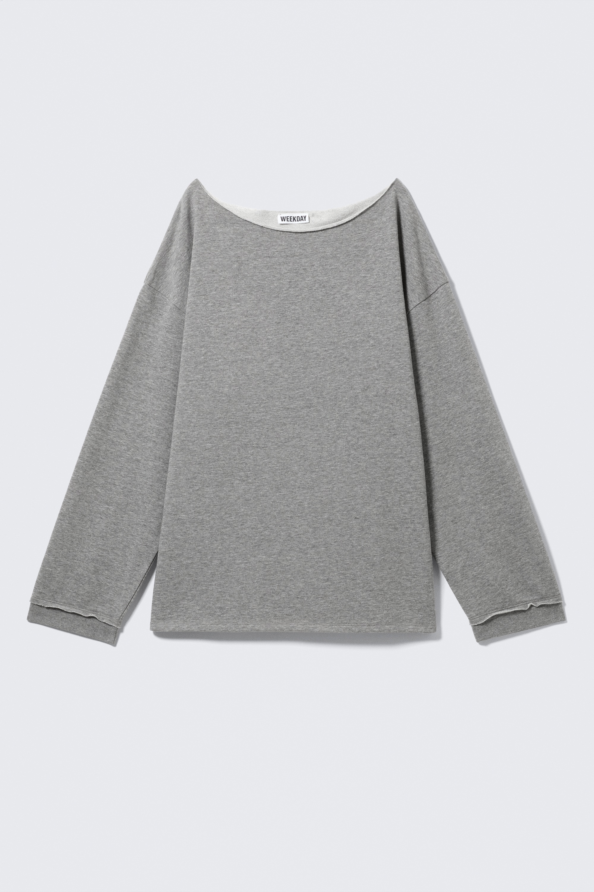 Top pijama lejer, din frotir, cu umeri căzuți - Grey Melange/Bleumarin