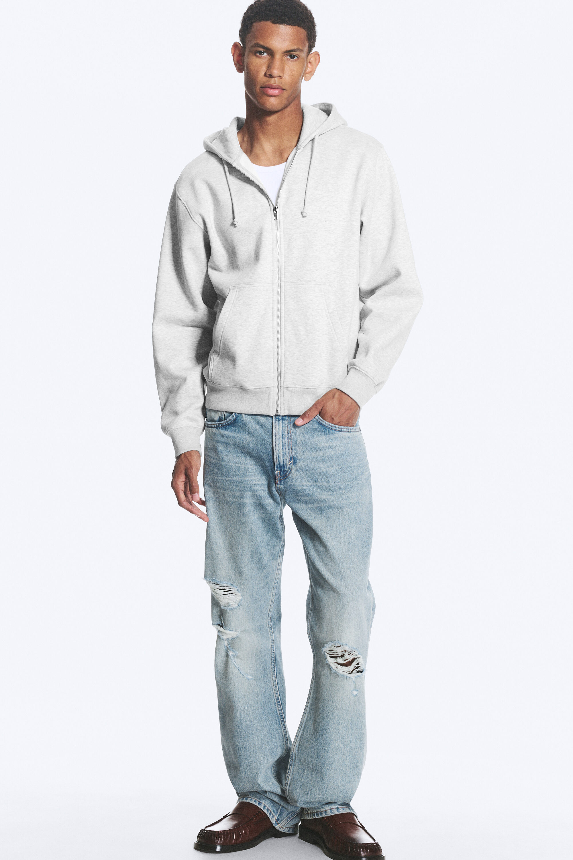 classic zip hoodie - Grey Melange | Weekday WW