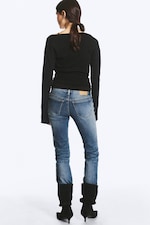 Svart - Omslagsstrikket cardigan med V-hals - 3