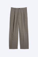 Dark Beige Melange - Uno Loose Wool-Blend Suit Trousers - 0