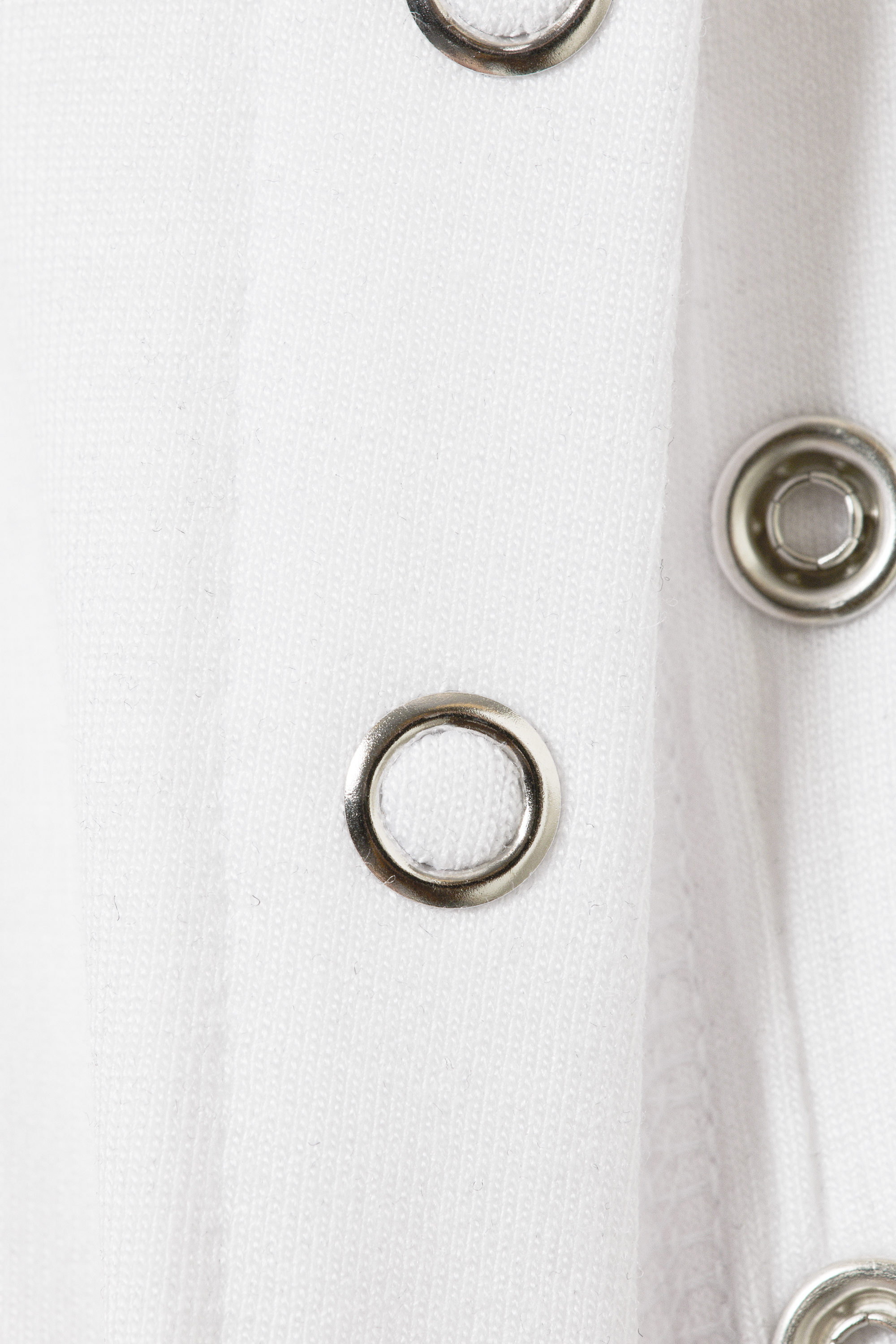 White - Fitted Snap-Button Mock-Neck Top - 3