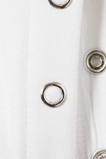 Weiß - Figurbetontes Top mit Stehkragen und Druckknöpfen - 4