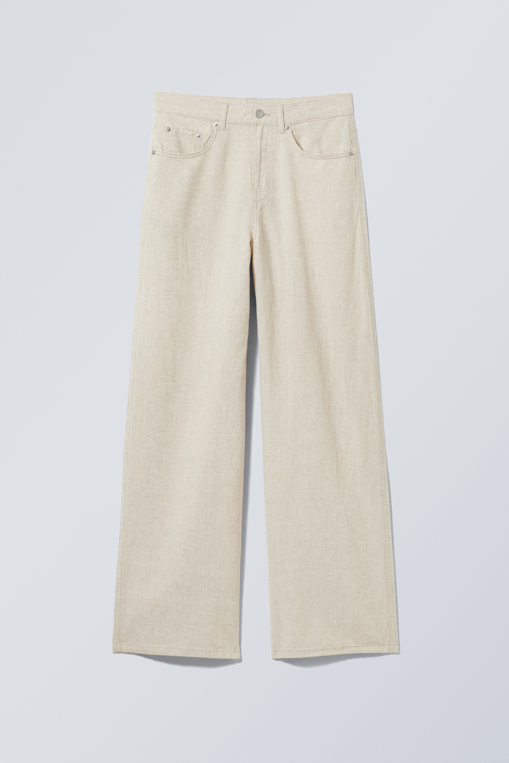 Grotere afbeelding bekijken: Astro baggy broek van linnenmix - Ecru - DAMES | H&M NL 1