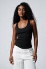 Black - Sheer Rib Tank Top - 0